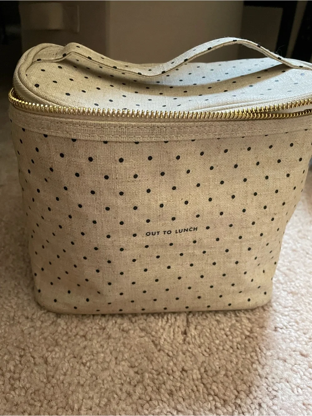 Kate Space Polka Dot Beige Canvas Lunch Box